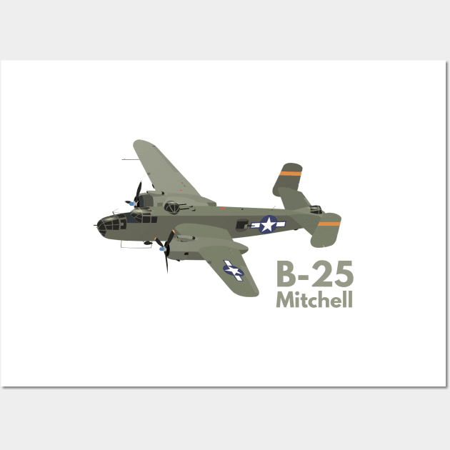 B-25 Mitchell WW2 Medium Bomber Wall Art by NorseTech